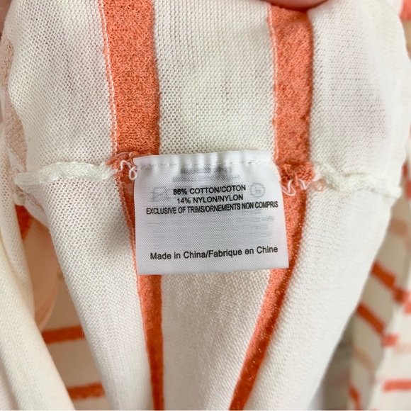 Tory Burch Knit Orange Peach Striped Boat Neck Sweater Textured XL - Picture 8 of 9